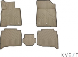 Коврики KVEST 3D для салона Lexus LX 570 III рестайлинг 2015-2021 Бежевый, серый кант